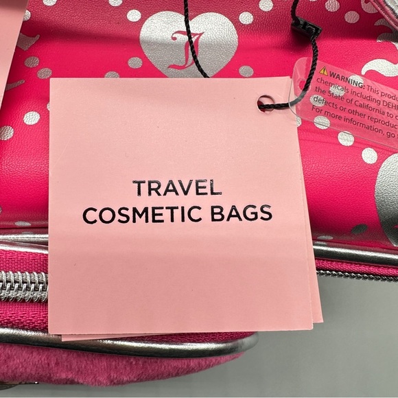 Juicy Couture Pink Travel Cosmetic Bag with Silver Polka Dots –Makeup Organizer - Picture 5 of 6